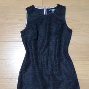 Karl Lagerfeld Sleeveless Crew Neck, Knee Length, Black Lace Dress Sz XS